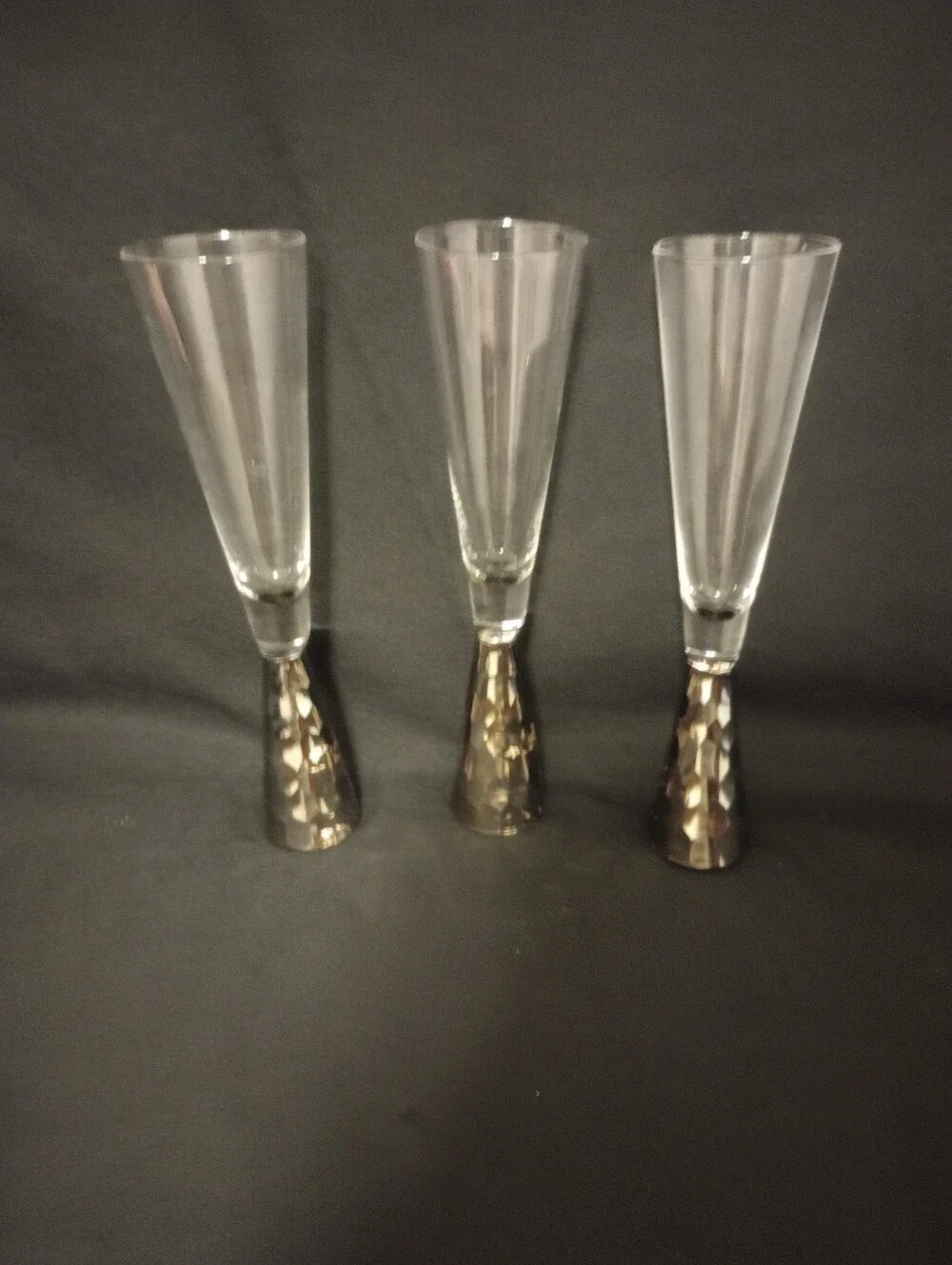 Z Gallerie Midas Silver Pattern Champagne Flutes- Set of 3